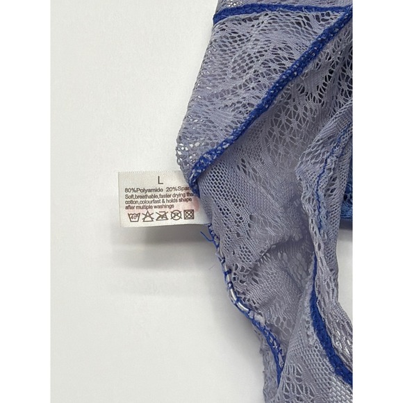 Howe Ray Mens Lace Thong Underwear Blue Sheer Bikini Style Large - Picture 7 of 7